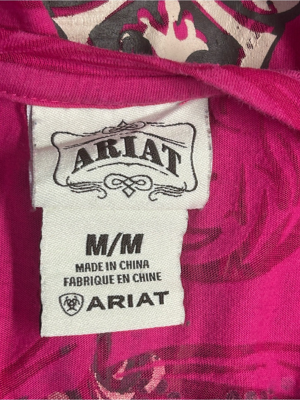 Ariat Hot Pink Long Sleeve Graphic Cross & Rose Top - Picture 4 of 7